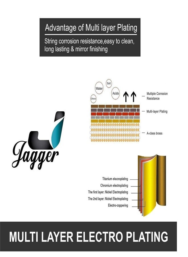 JAGGER صنابير حمام ومطابخ Jagger JOL2221 ذات جسم طويل من النحاس الأصفر مع تدفق رغوي، تشطيب كروم، وتركيب ربع دورة (مع شفة جدارية وشريط تفلون) (متدلي). - Image 4